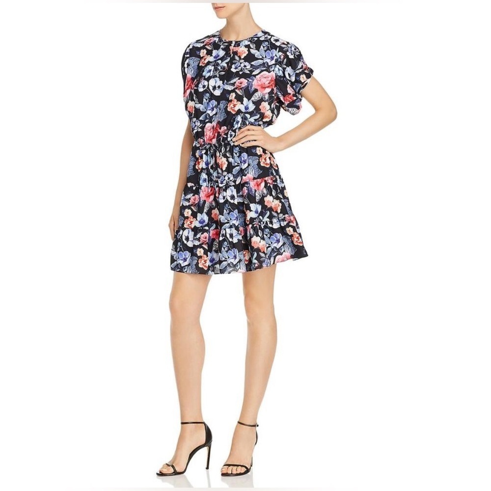 Rebecca Minkoff Womens Aston Floral Print Button Front Party Mini Dress NWT Sz M - Picture 2 of 16
